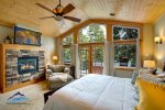 Master Bedroom with French Doors to Deck and Hot Tub